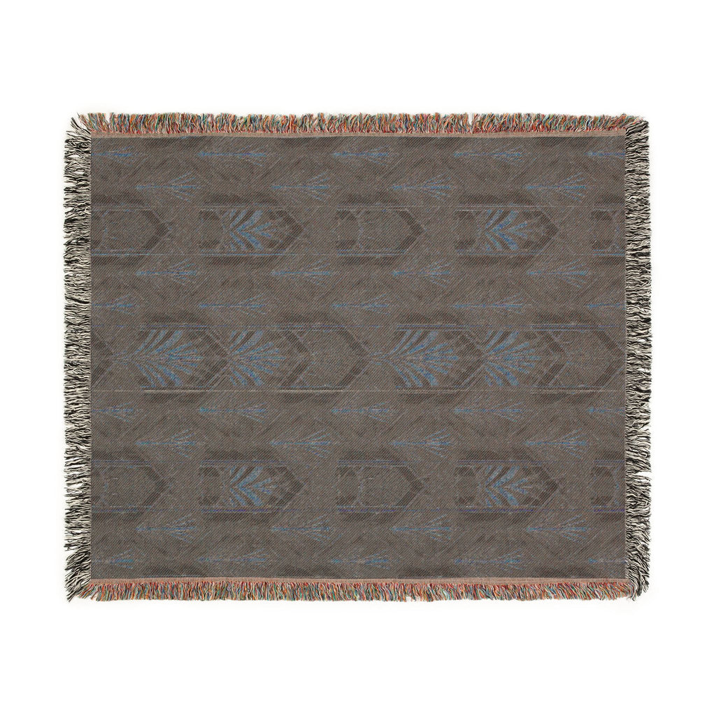 Art Deco Woven Blanket — Green and Gold Geometric Throw for Home Decor
