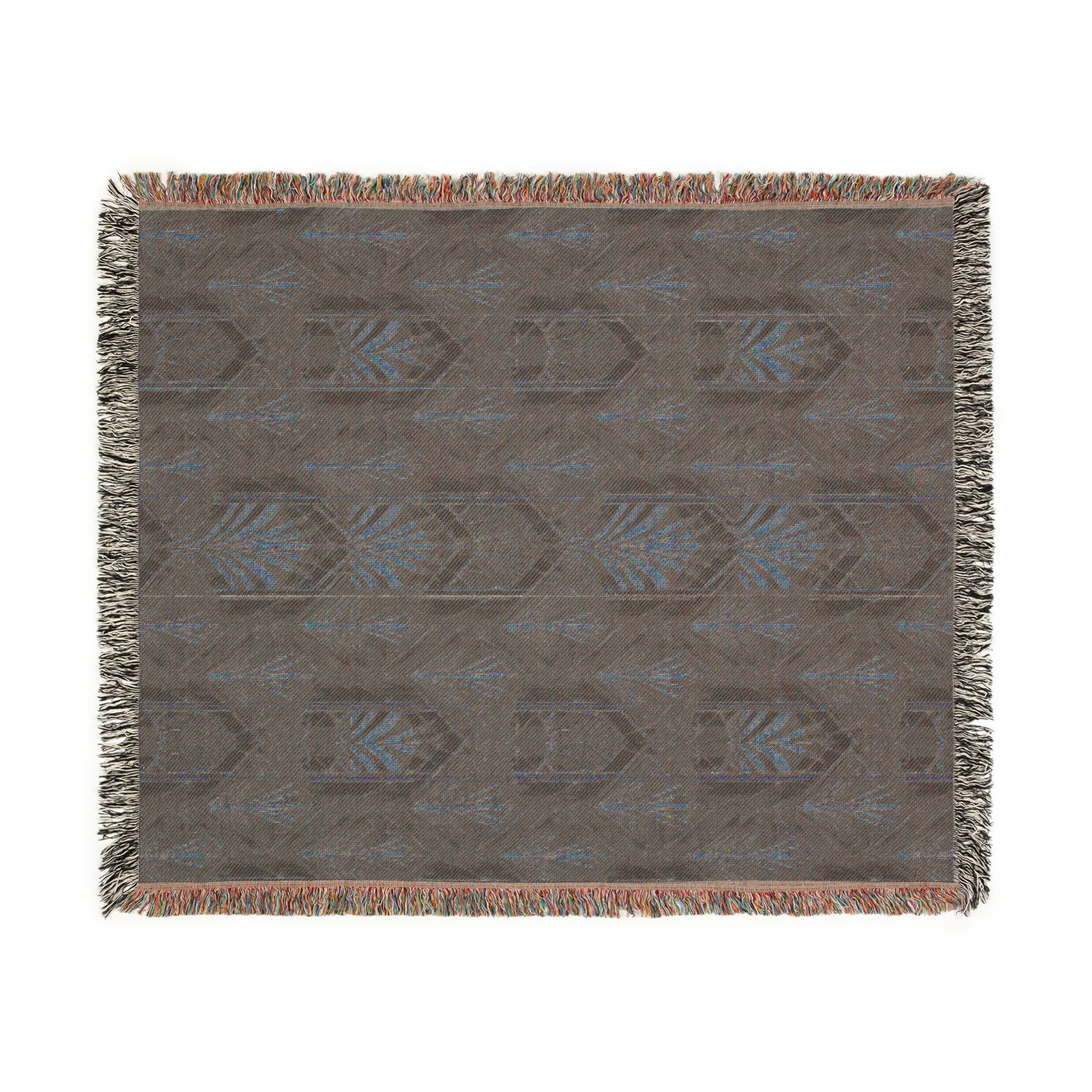 Art Deco Woven Blanket — Green and Gold Geometric Throw for Home Decor