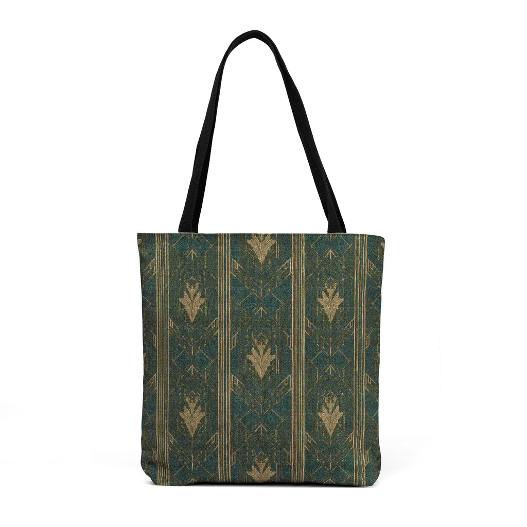Art Deco Woven Tote — Green and Gold