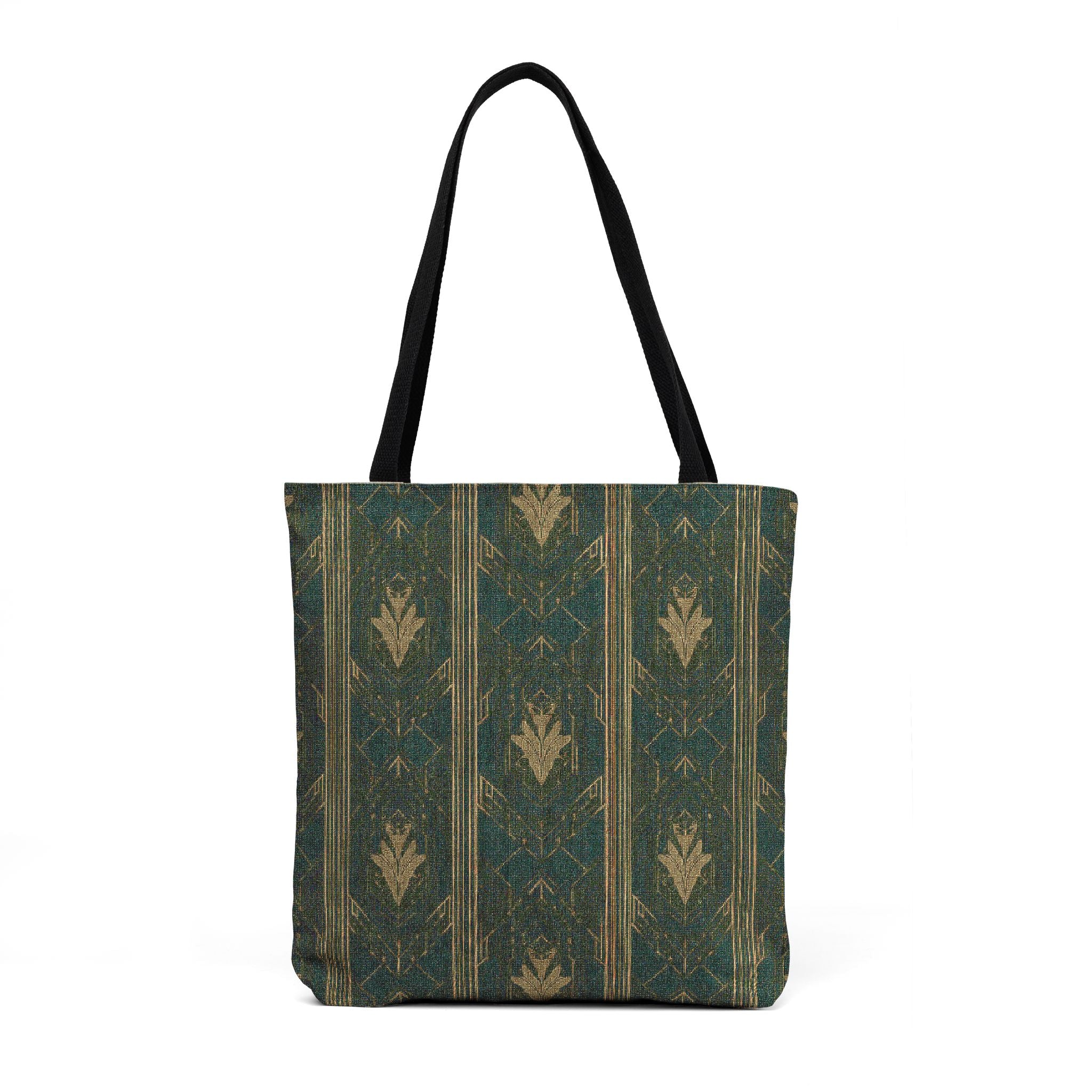 Art Deco Woven Tote — Green and Gold