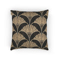 Art Deco Woven Accent Pillow — Black and Gold Fan Pattern