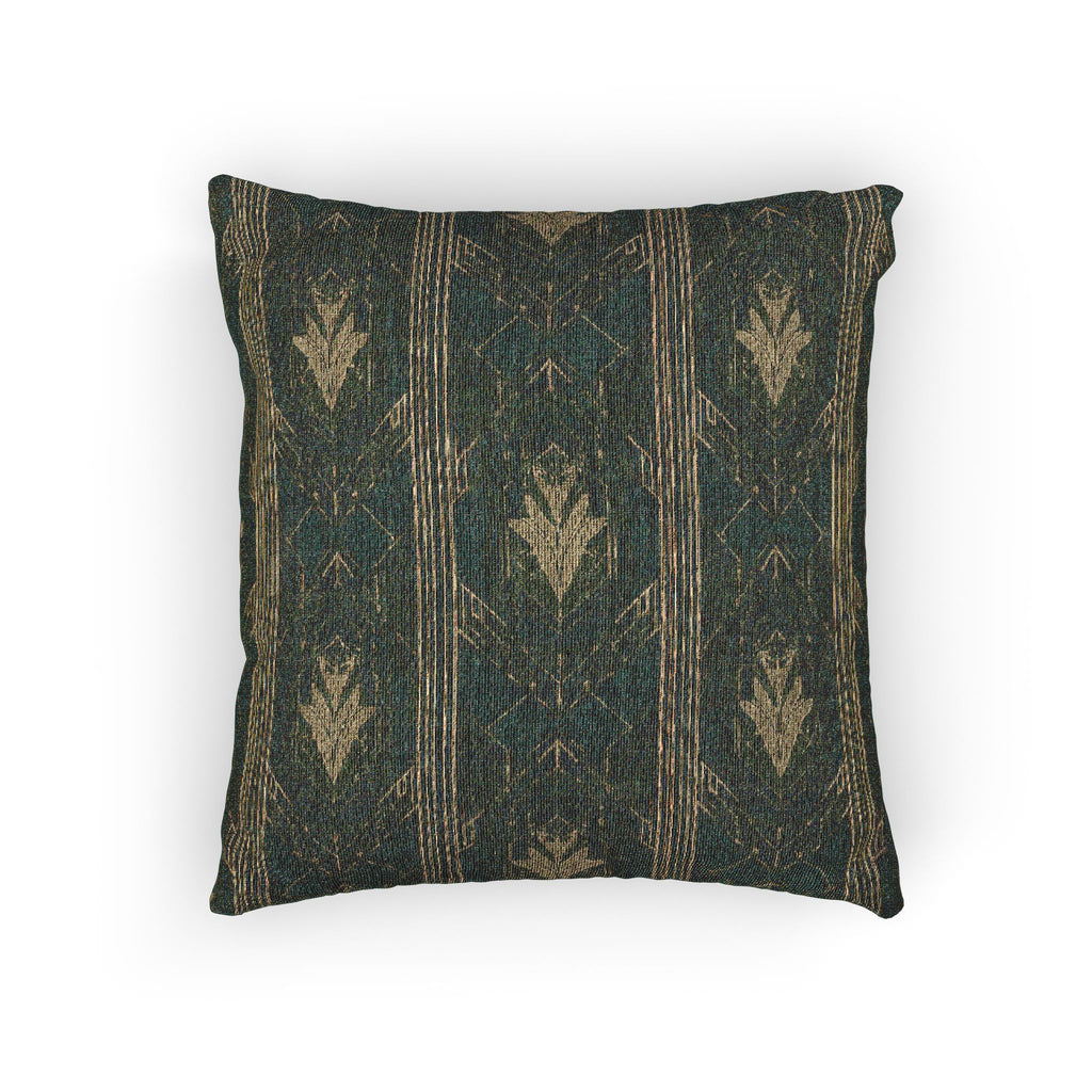 Art Deco Woven Accent Pillow — Green and Gold