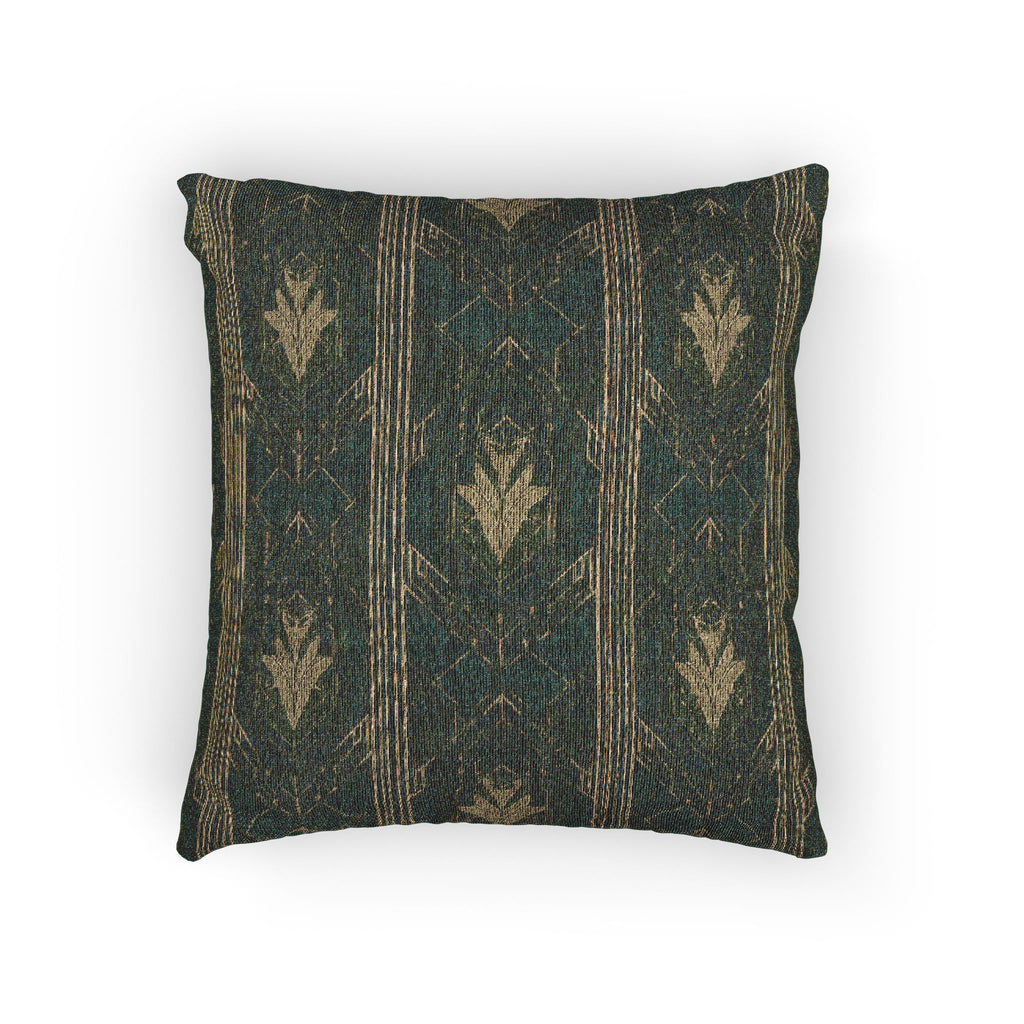 Art Deco Woven Accent Pillow — Green and Gold