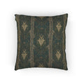 Art Deco Woven Accent Pillow — Green and Gold