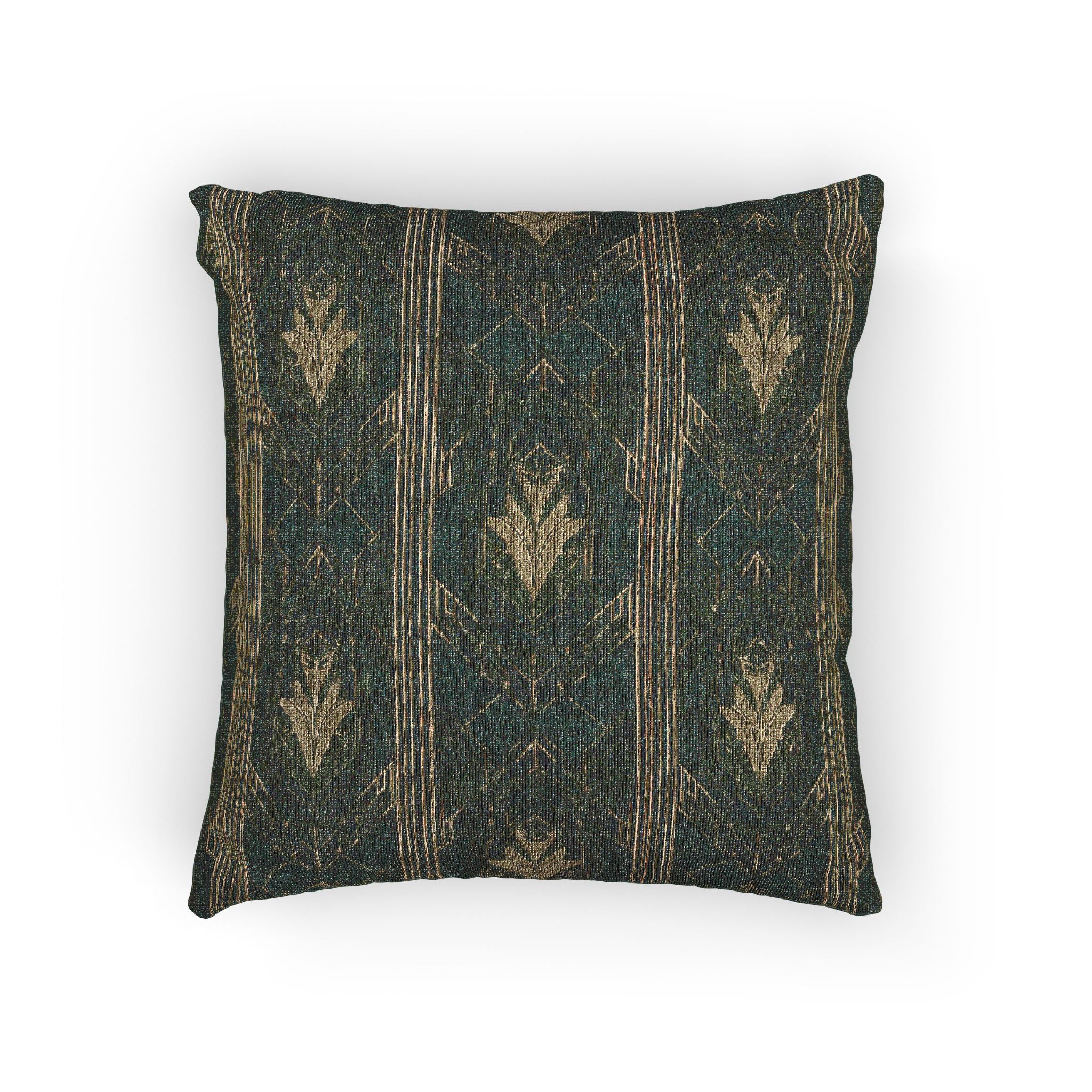 Art Deco Woven Accent Pillow — Green and Gold