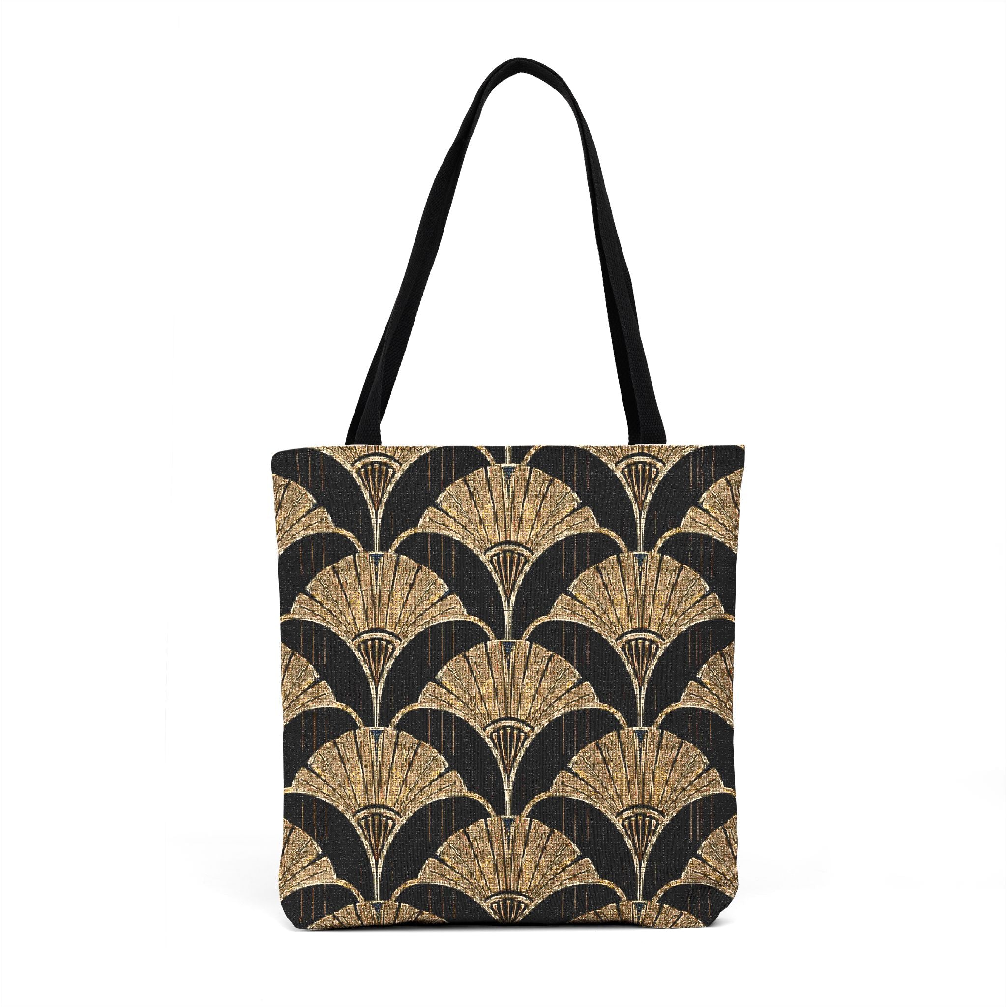 Art Deco Woven Tote — Black and Gold