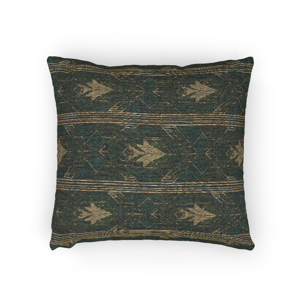 Art Deco Woven Accent Pillow — Green and Gold