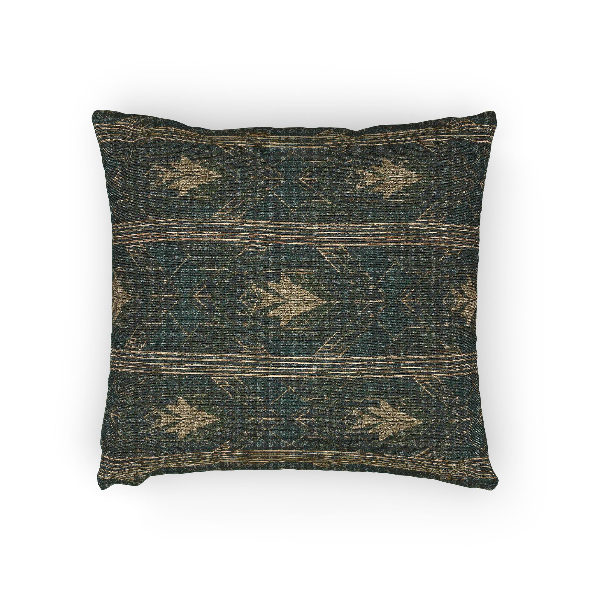 Art Deco Woven Accent Pillow — Green and Gold