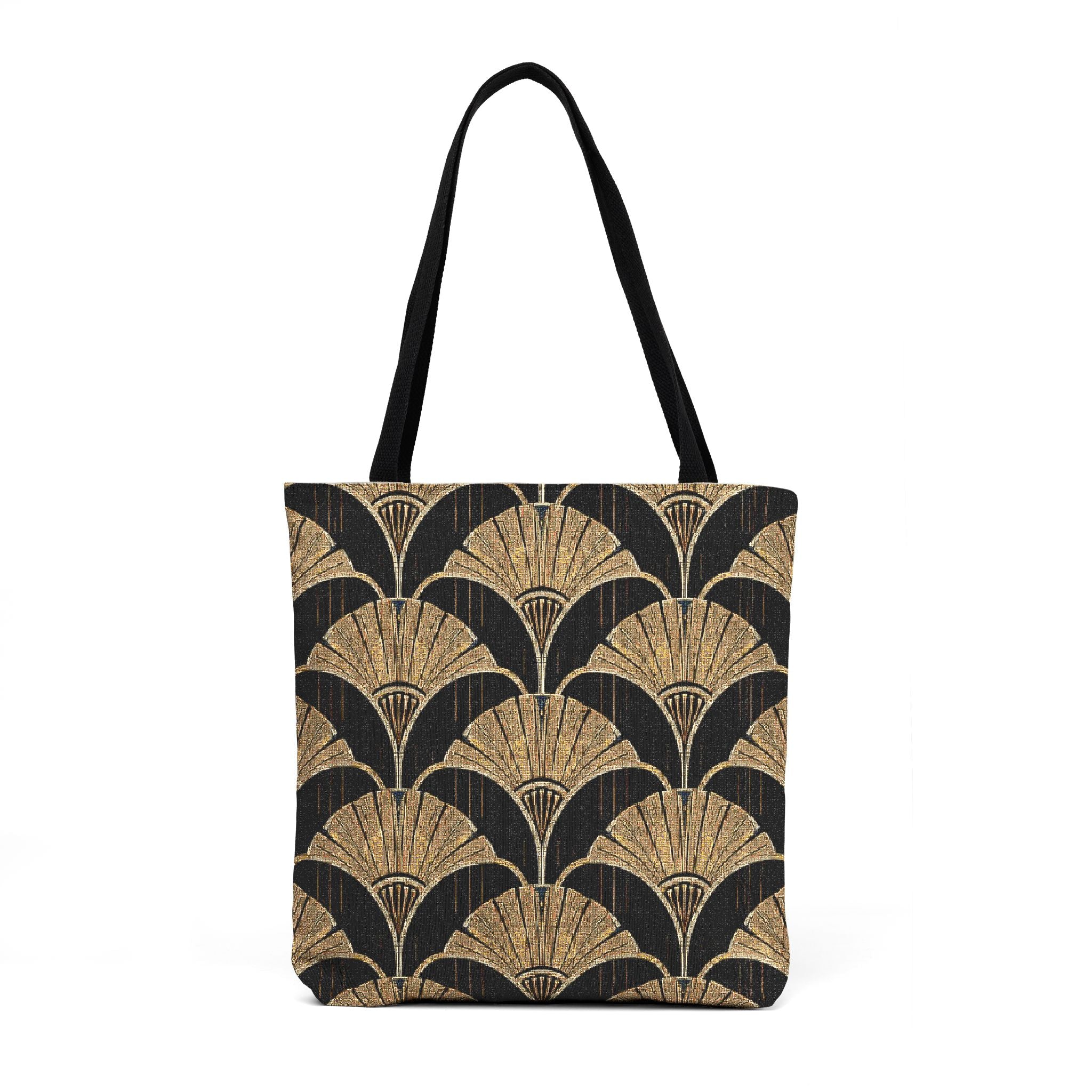 Art Deco Woven Tote — Black and Gold