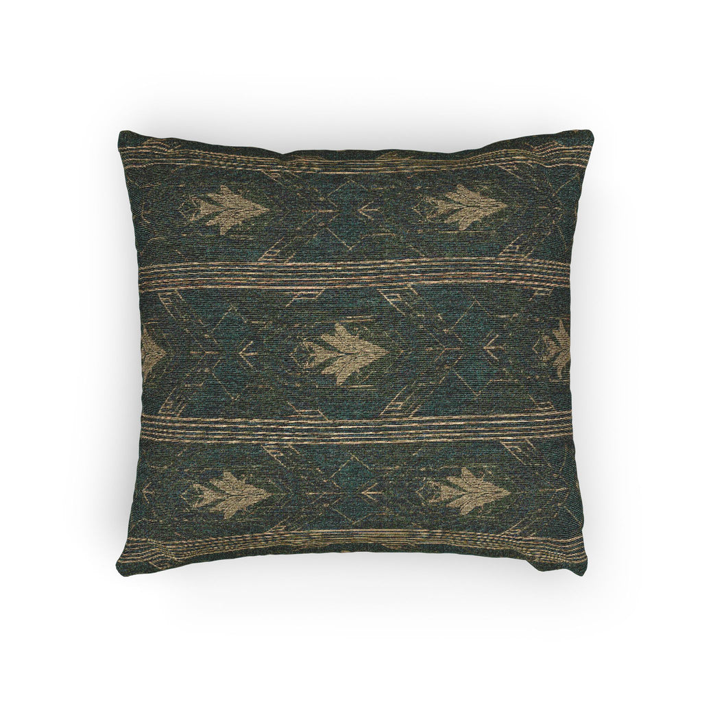 Art Deco Woven Accent Pillow — Green and Gold