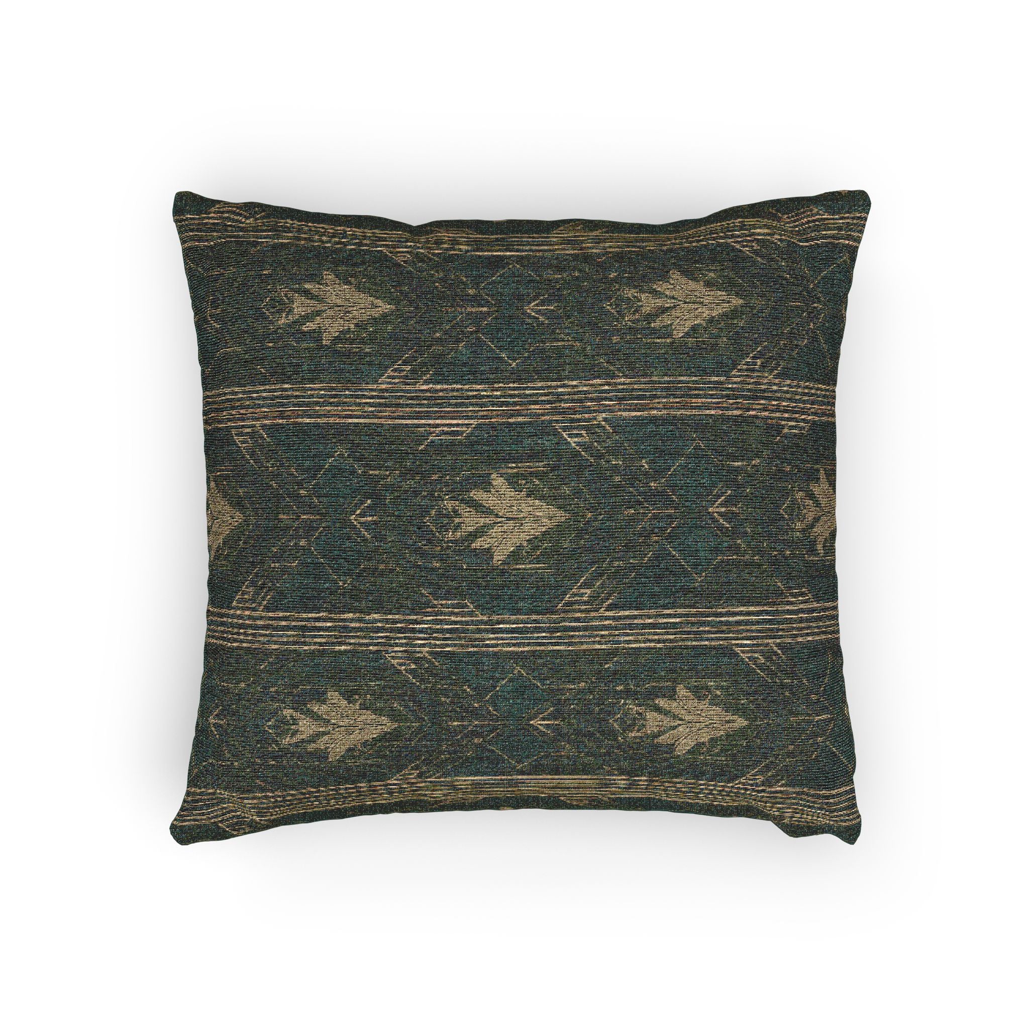 Art Deco Woven Accent Pillow — Green and Gold