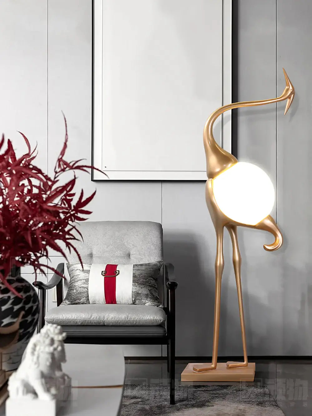 Animal Crane Art Deco Floor Lamp
