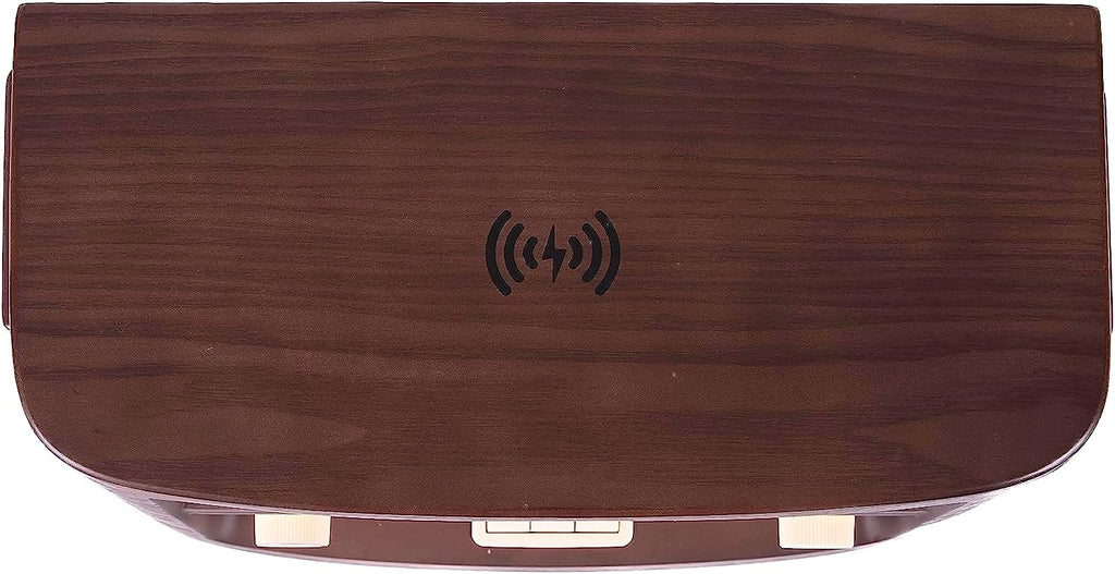 Wood vintage radio back with wireless/Bluetooth icon marking