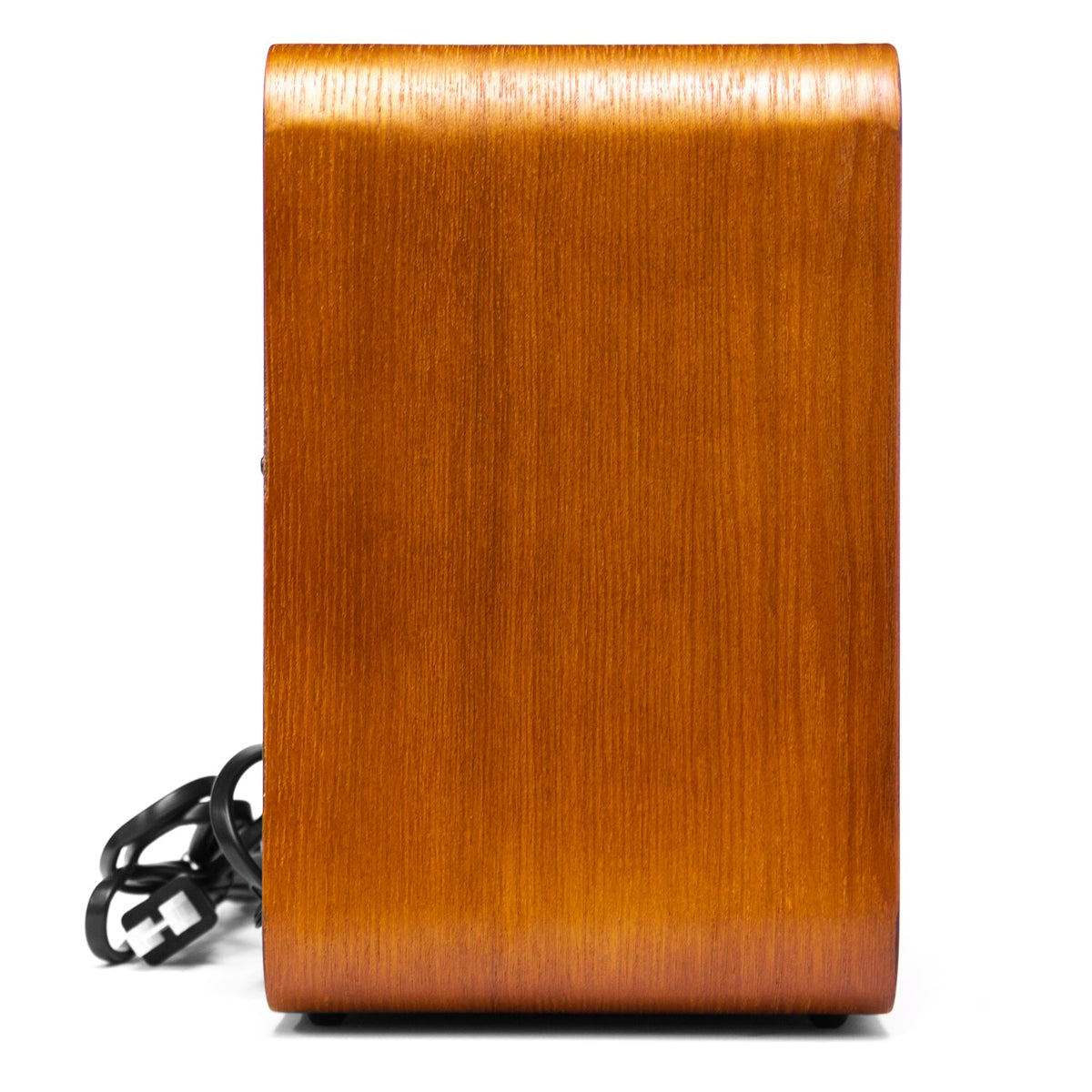 Wooden retro radio back with power cable and hanging plug